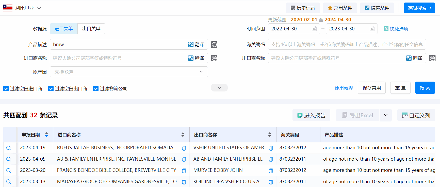 利比里亚海关数据,利比里亚海关数据查询,海关数据