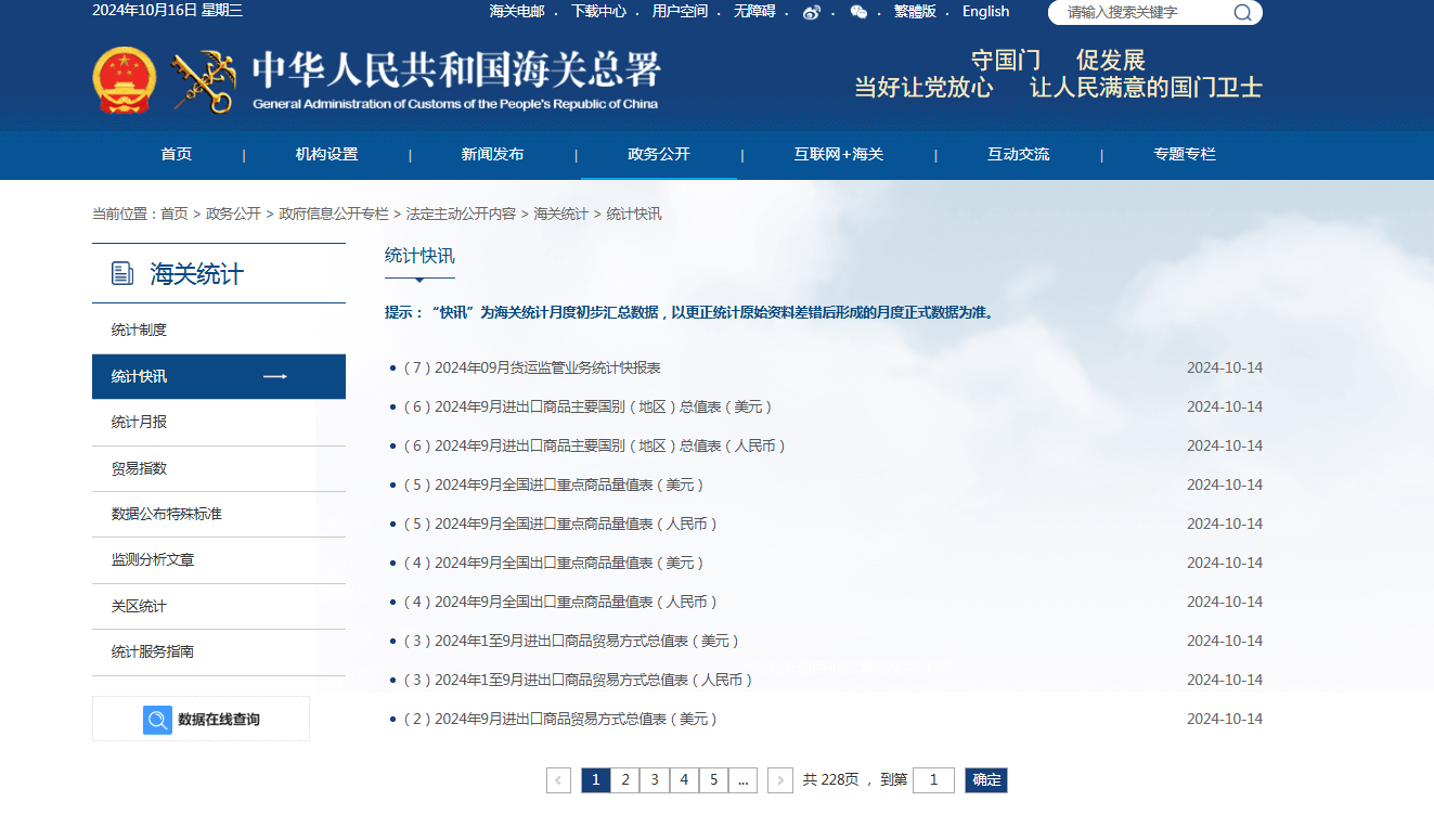 海关总署官网