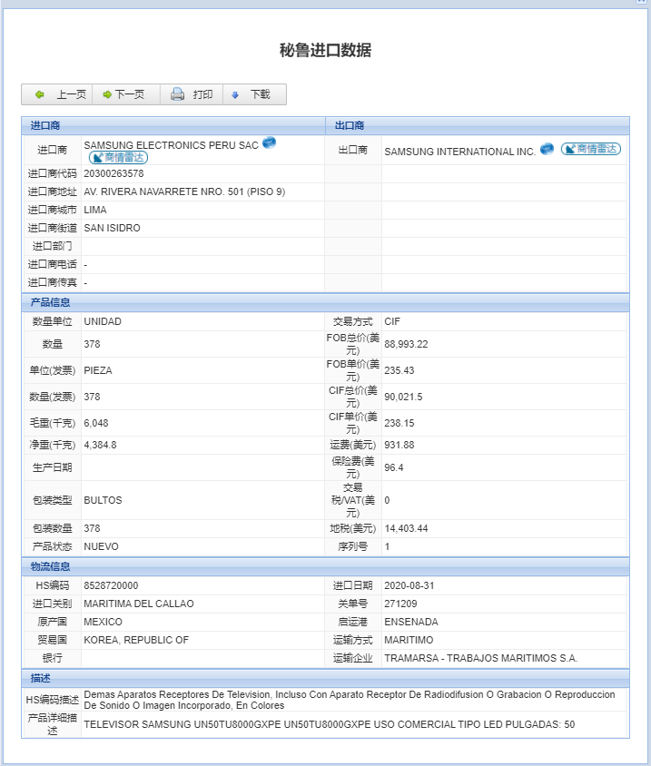 秘鲁海关数据,秘鲁进出口数据,秘鲁进口数据